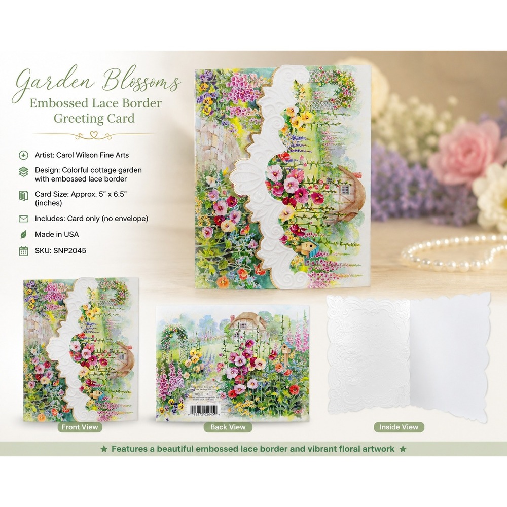 Carol Wilson Fine Arts Rose Garden Embossed Lace Note Cards 10 Count NP2045